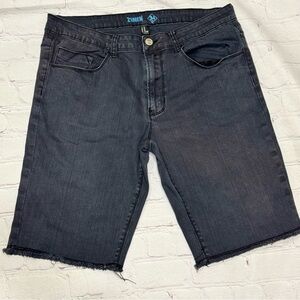 21Men cut off men’s denim shorts in distressed black size 34